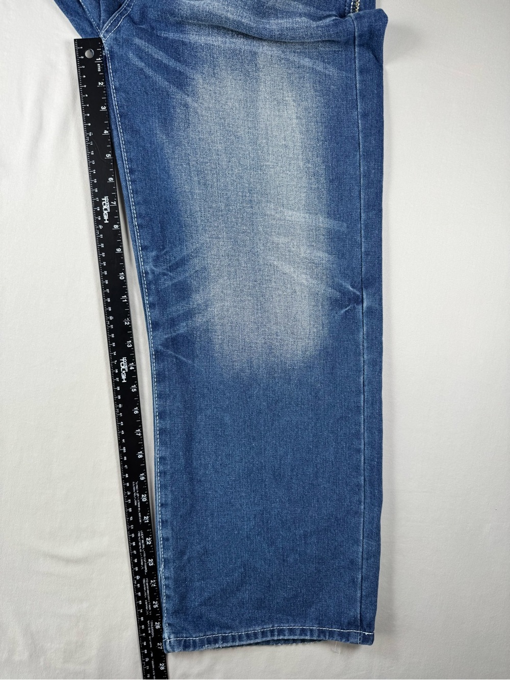 Men’s Y2K Baggy Wide Leg Jeans Embroidered Flap Pocket Medium Wash 30x28 - Picture 10 of 11